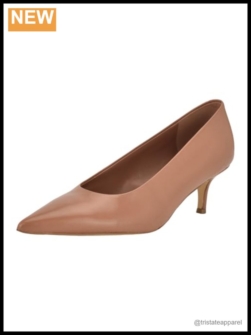 Kitten Heel Pointed Toe Leather Pull-On Pumps Evening Dress Shoes
